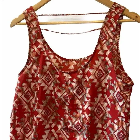 Aztec Print Red Lightweight Printed Tank Top - Picture 6 of 7